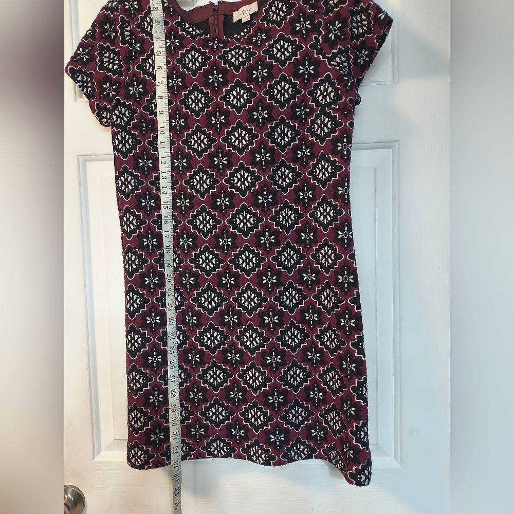 Loft Elegant Geometric Patterned Short Sleeve Dre… - image 4